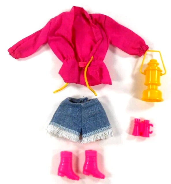 Barbie Vtg 1993 Camp Barbie #11074 Jacket Denim Fringed Shorts Boots Lantern NC