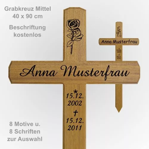 Grabkreuz Holzkreuz Mittel 40 x 90 cm  Grabkreuze / Holzkreuze aus Eichenholz