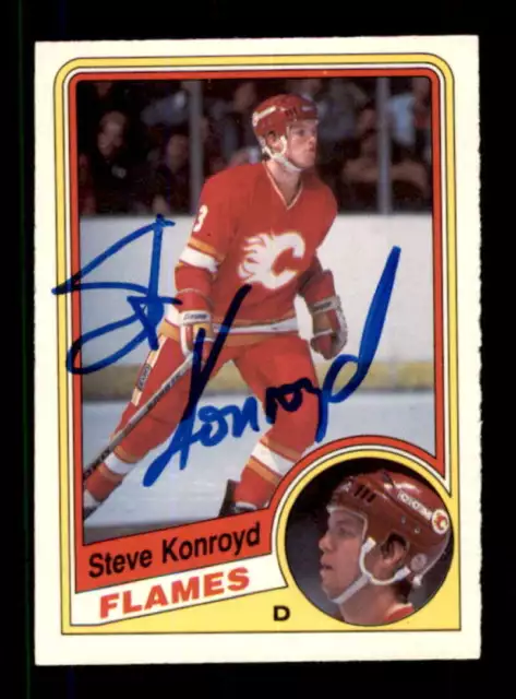 1984-85 O-Pee-Chee #226 Steve Konroyd AUTOGRAPHED!!! Flames 543976