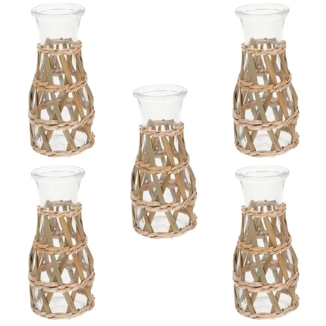 5 Count Woven Seagrass Vase Straw Vase Rattan Vase Vintage Glass Vase Decorate