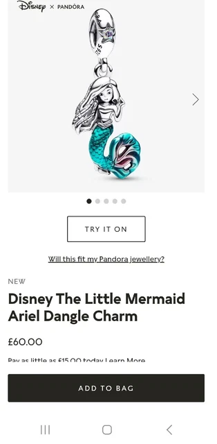 Little mermaid online pandora charm uk