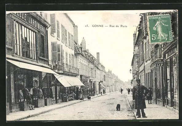CPA Cosne, Rue de Paris 1916