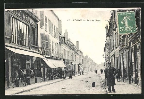 CPA Cosne, Rue de Paris 1916