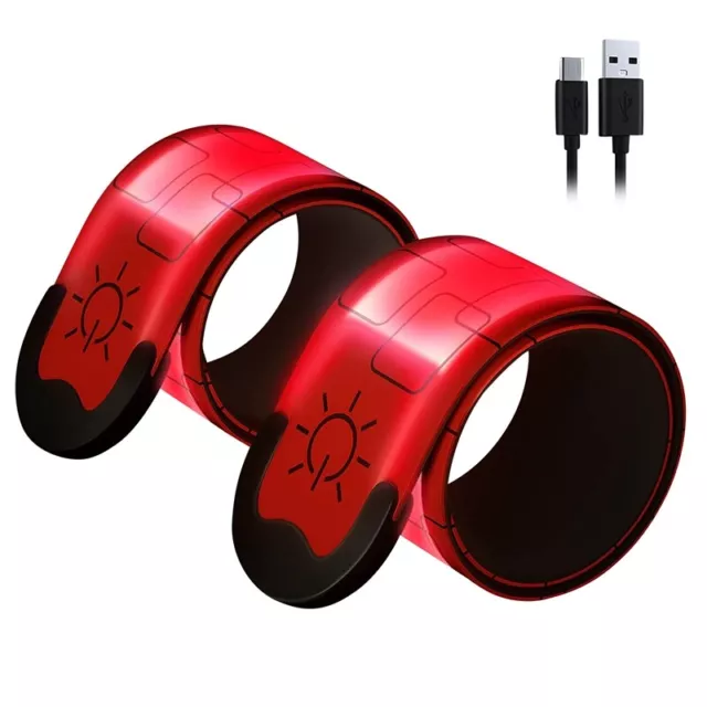 2Er-Pack Wiederaufladbare Reflektierende USB-ArmbäNder, Gut Sichtbares Leuc3641