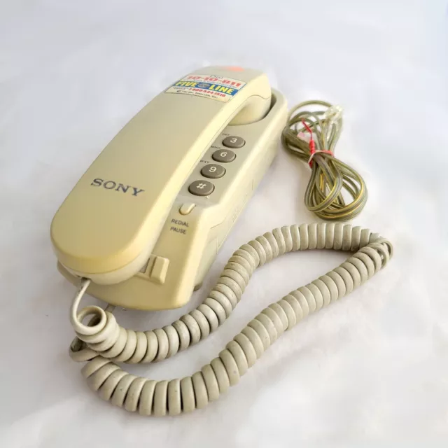 Sony IT-B3 Corded Telephone Cream Push Button Desk or Wall w/phone cord Vintage