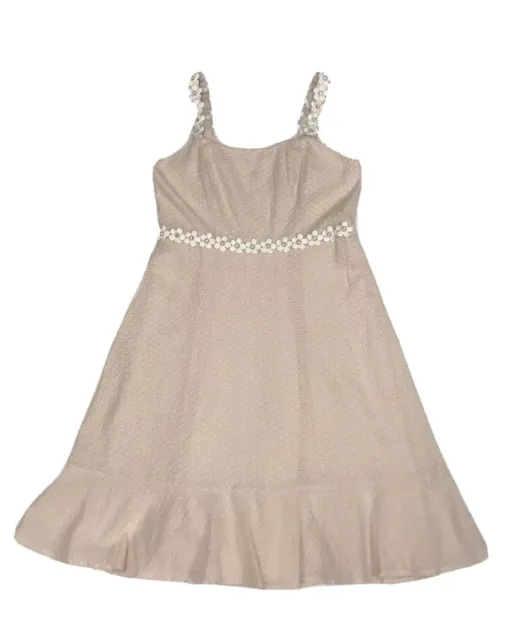 Review Pale Pink Lace A Line Dress Flower Detail Plus Size 16 Pink Label BNWOT