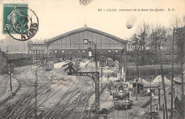 Cpa 59 Lille Interior De La Gare Les Quais / Train