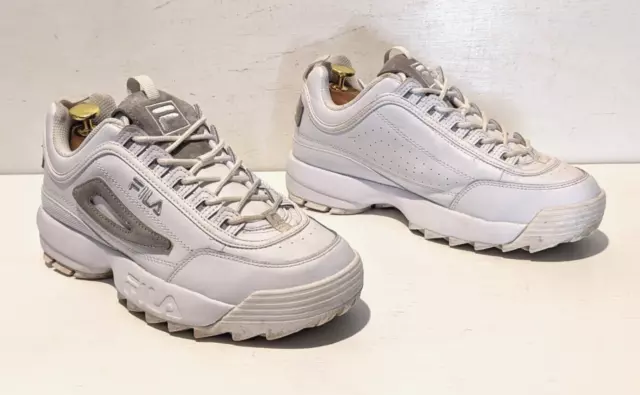 Scarpe da ginnastica retrò donna FILA Disruptor bianche grosse in pelle ottime condizioni - UK 7