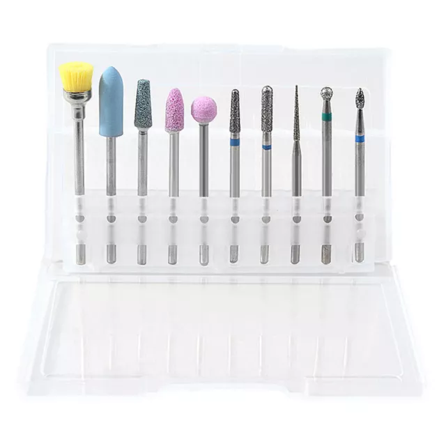 10pcs Polishing Acrylic Gel High Hardness Pedicure Tool Nail Drill Bits Set Home