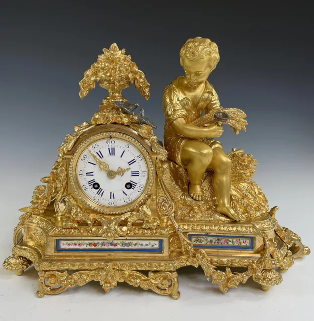 OISEAUX Kaminuhr Empire clock bronze horloge antique pendule uhren cartel