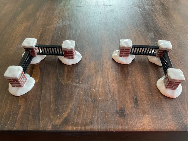 snow village accessories, village fence, set of two, dept 56, in box, never used