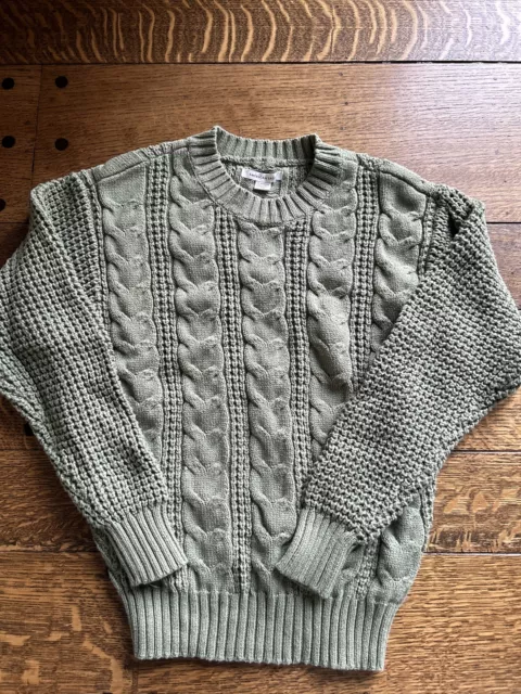 American Eagle Sweater XS Green Cable Knit  Crew Neck Jumper Women