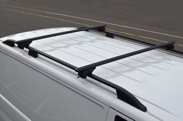 Black Cross Bars For Roof Rails To Fit Ford Transit Custom (12+) 100KG Lockable