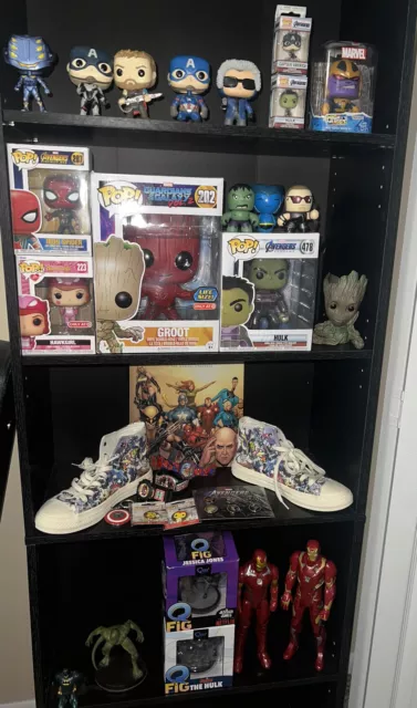 DC Marvel Funko Pop Action Figure Lot Shoes Watches  + CAPTAIN AMERICA JACKET!