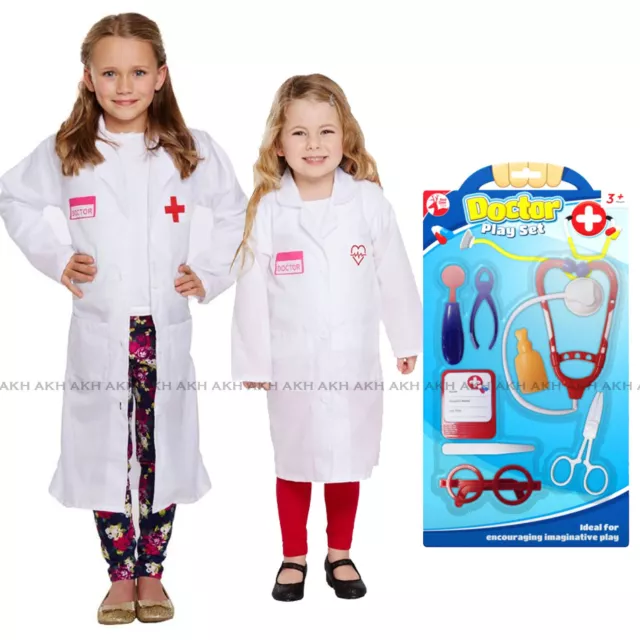 Child Hospital Doctor Nurse Surgeon Scrubs Fancy Dress Costume Boys Girls Outfit