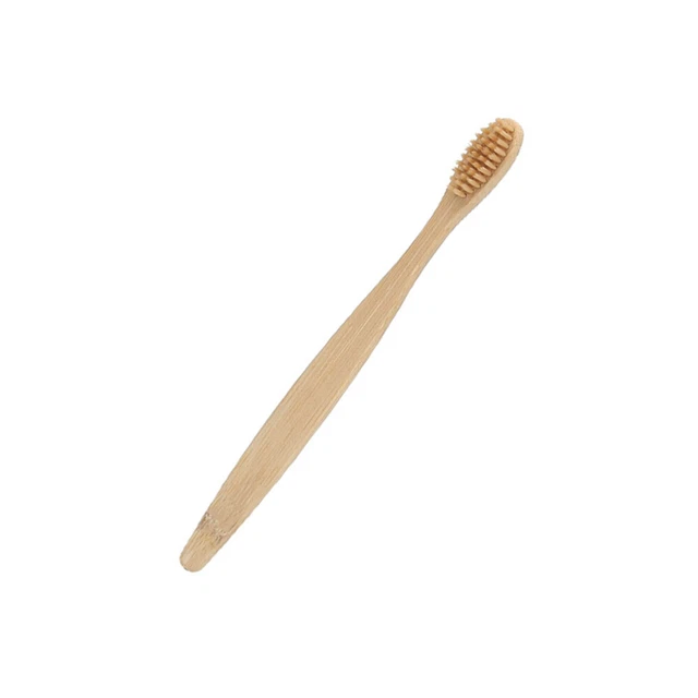 12 PIEZAS Cepillos de dientes de madera de bambú Paquete de cepillos de dientes beige