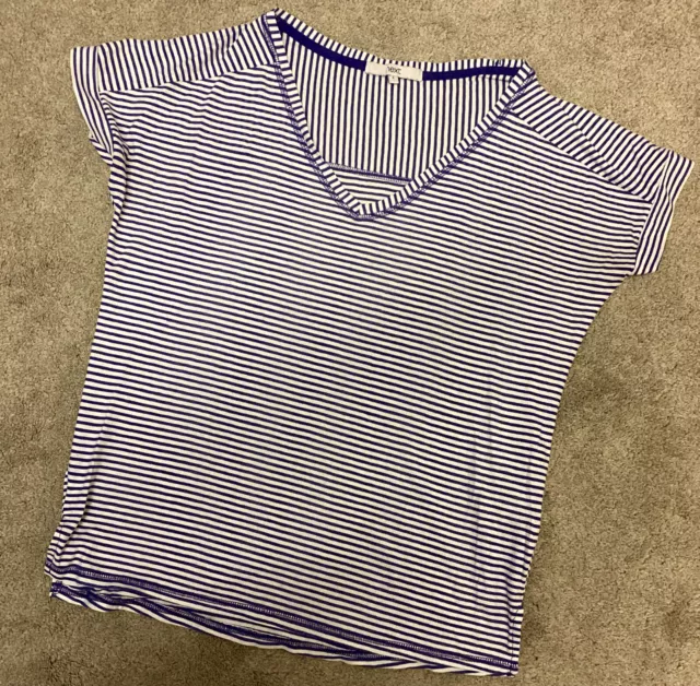 Next Ladies Oversize Stripe Summer T Shirt Top Blue white Size 8