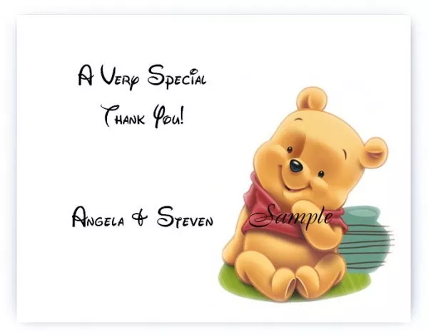 30 Personalized Custom Baby Winnie the Pooh Bear Shower Thank You Note Cards