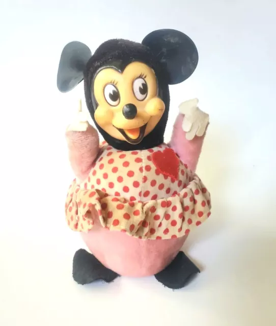 Vintage 1950s Minnie Mouse Baby Toy Roly Poly Chime J. Swedlin Inc Japan Gund