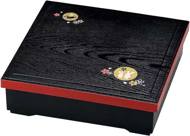 Made in Japan Jubako 19.5x19.5cm Black Rabbit Full Moon Lunch Container