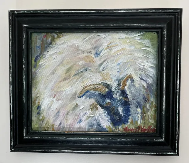 Sheep, 12"x10", Oil Painting Canvas Print, Framed
