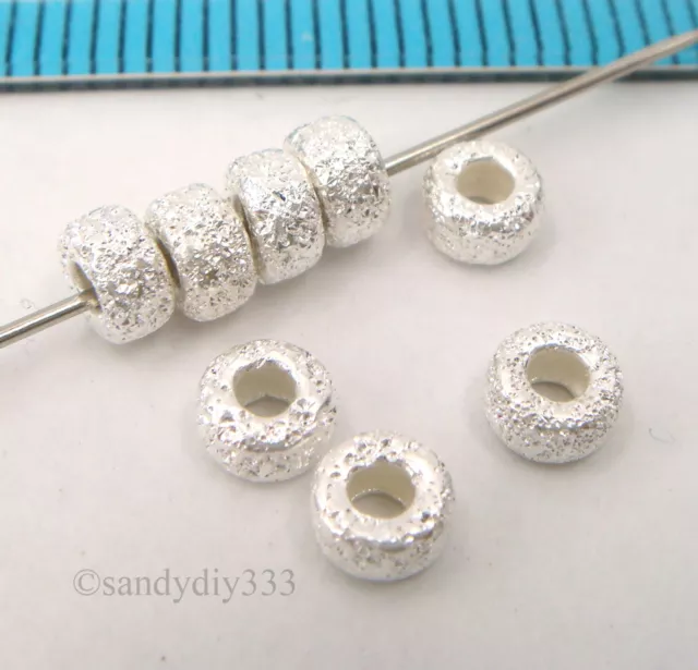 10x BRIGHT STERLING SILVER STARDUST RONDELLE SPACER BEADS 4.1mm #2411