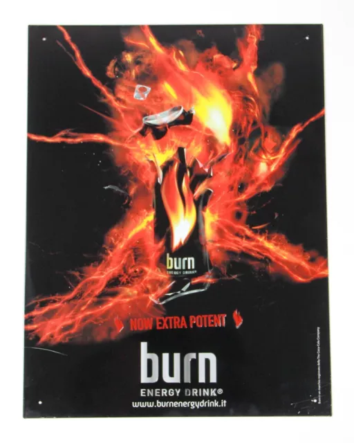 Burn Energy Drink - Now Extra Potent - Insegna Pubblicitaria in Latta 46x35 cm