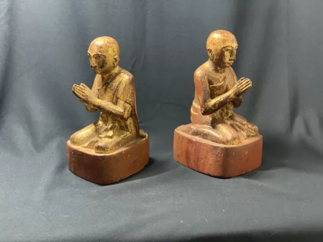 19th Century, Mandalay, A Set of Antique Burmese Wooden Seated Disciples 3