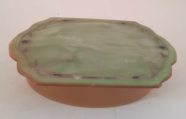 1940s Vintage Celluloid Powder Box Mint Butterscotch Art Deco Trinket Pill