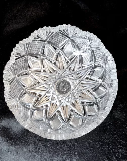 ABP Hawkes American Brilliant Period Cut Glass Devonshire Deep 9” Serving Bowl