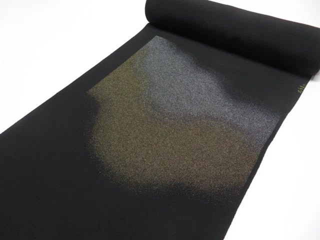 F05z1100  Japanese Kimono Silk TOMESODE BOLT FABRIC  Black 551.2x14.8