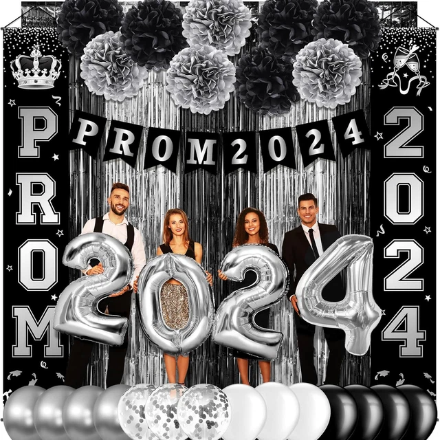GRADUATION DECORATIONS CLASS of 2024,Prom 2024 Banner Fringe Foil