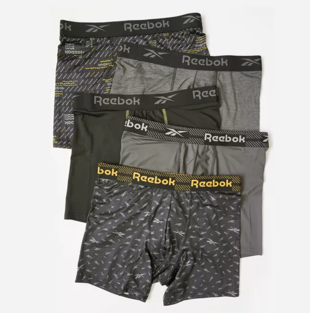 Reebok 5 Pack Mens Quick Dry Sports 6" Boxer Briefs Underwear M-3XL