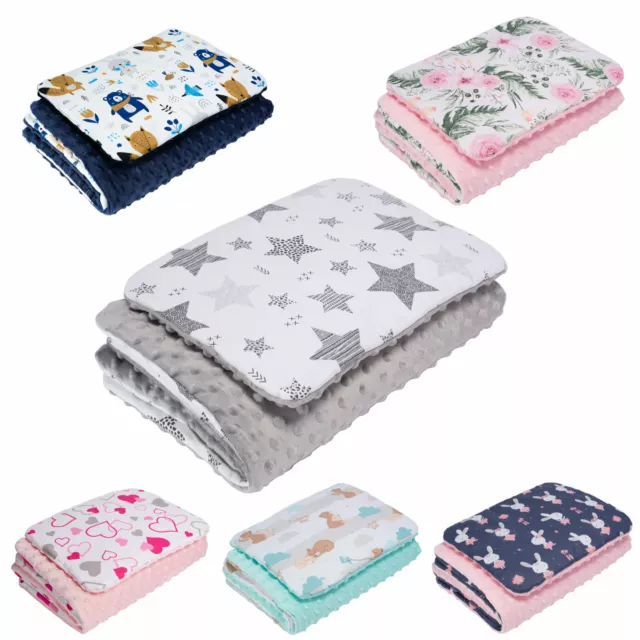 2 Piece Baby Blanket Plus Flat Pillow Bedding Set Cot Bed Crib Pram Two Sizes