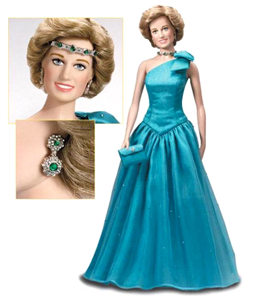 NEW FRANKLIN MINT Princess Diana Vinyl Doll In Blue Velvet Gown Travolta  Dress $158.80 - PicClick