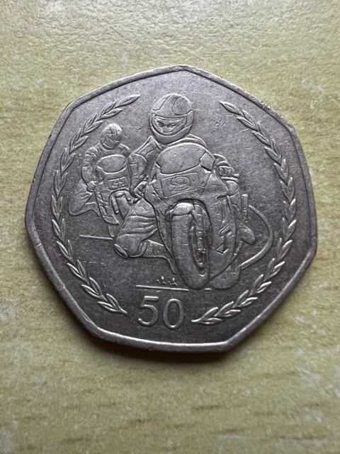 Isle of Man 1997 TT Bike Race 50p ✨ Phillip McCallen Territories Coin ✨ 27mm ✨