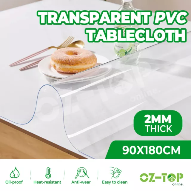 2MM Plastic PVC Tablecloth Cover Dining Desk Table Cover Mat Protector 90x180cm