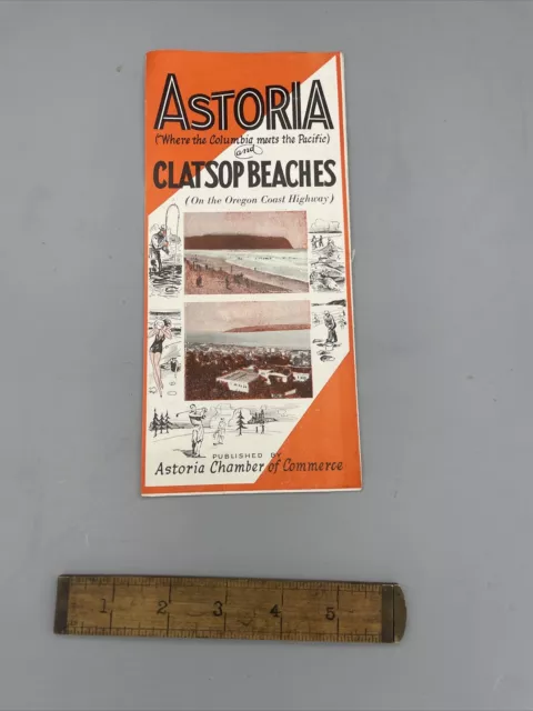 Astoria Oregon Map Highway 101 1930’s Rare