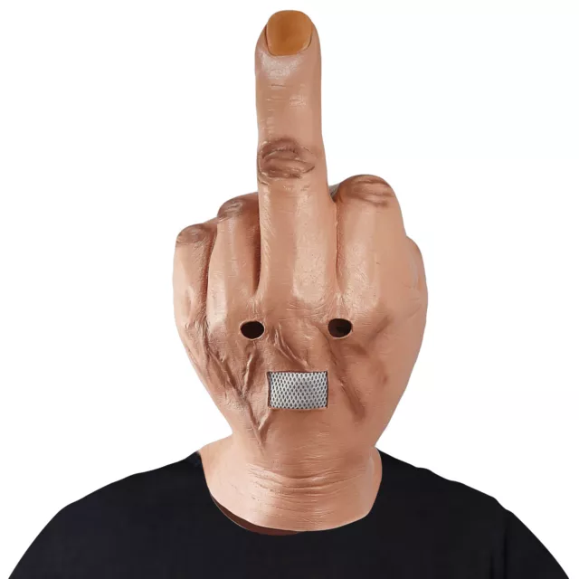 Halloween Funny Bizarre Despise Middle Finger Full Head Latex Mask Costume Props