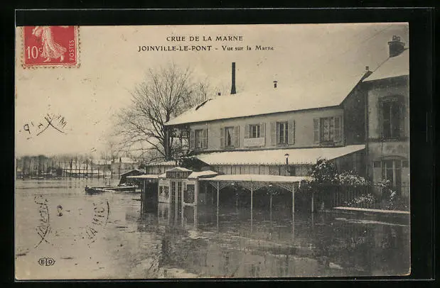 CPA Joinville-le-Pont, Inondations 1910, Vue sur la Marne