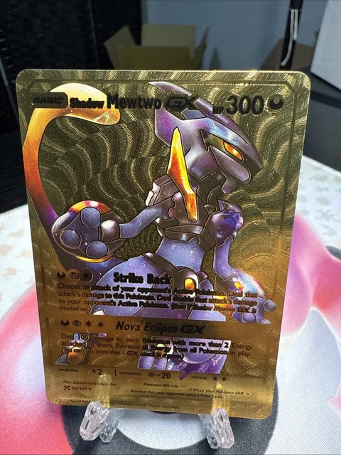 SHADOW MEWTWO GX Hp300 Fan Art Display Card Gold Foil Nova Eclipse, Gx   7.20 - PicClick UK