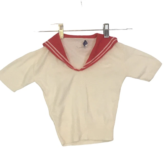 Turbo Hi-Bulk Dupont Orlon Vintage Toddler Sailor Sweater, White Red, 4T or 5T?