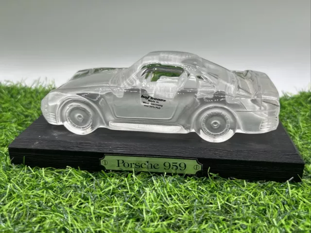 Porsche 959 Hofbauer 24% Lead Crystal Car Ornament paperweight On Stand Vintage