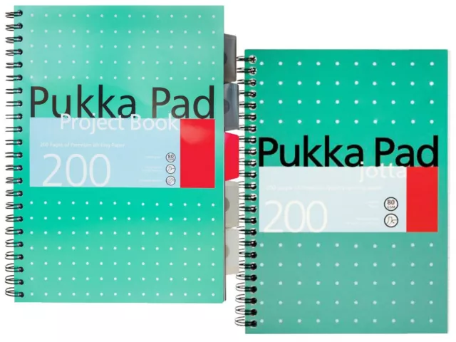 A4 Pukka Project Book & Jotta Pad 200 Pages 80GSM Mettalic Wirebound Dividers