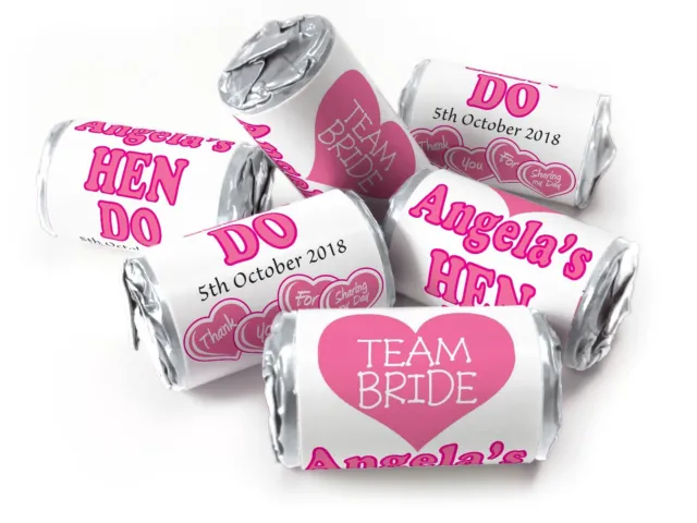 Team Bride Sweets Personalised Favours Love Heart Sweets Hen Do Silver Foils V7
