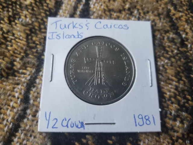 Turks & Caicos Islands 1/2 (Half) Crown 1981 Cu-Ni Circulated