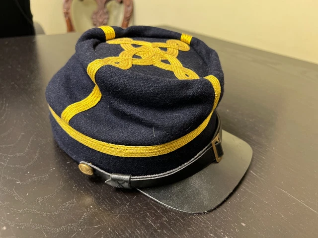 Civil War reenacting, CSA General's Navy Blue Wool Officer Kepi, SZ 7 5/8+ (XL)
