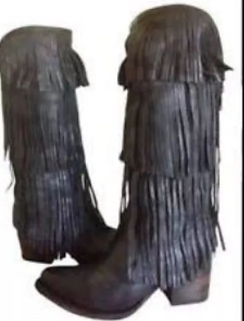 Freebird by Steven  Ranger Tall Fringed Boots Black Leather Boho NEW MSRP $350