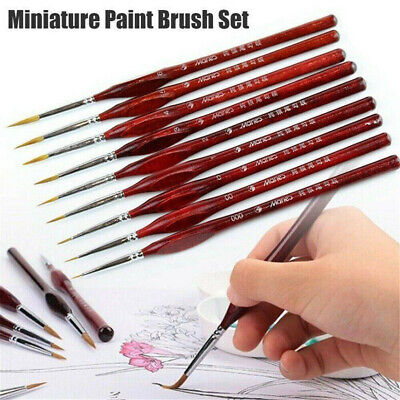 9X Miniature Paint Brush Set Professional Sable Hair Fine Detail Art Nail Model