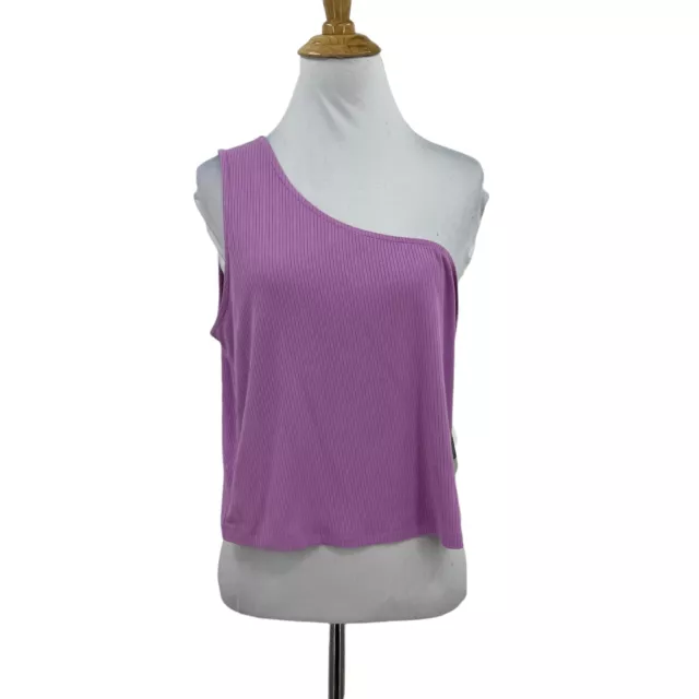 Nordstrom BP One Shoulder Top Womens Plus Size 2X Purple Tulip Rib Tank Stretch